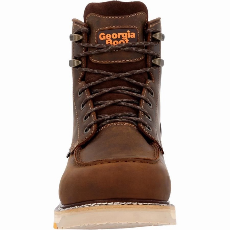 Botte Travail Georgia Boot AMP LT Wedge Composite Embout Imperméables Homme Marron | RECAJXV-16