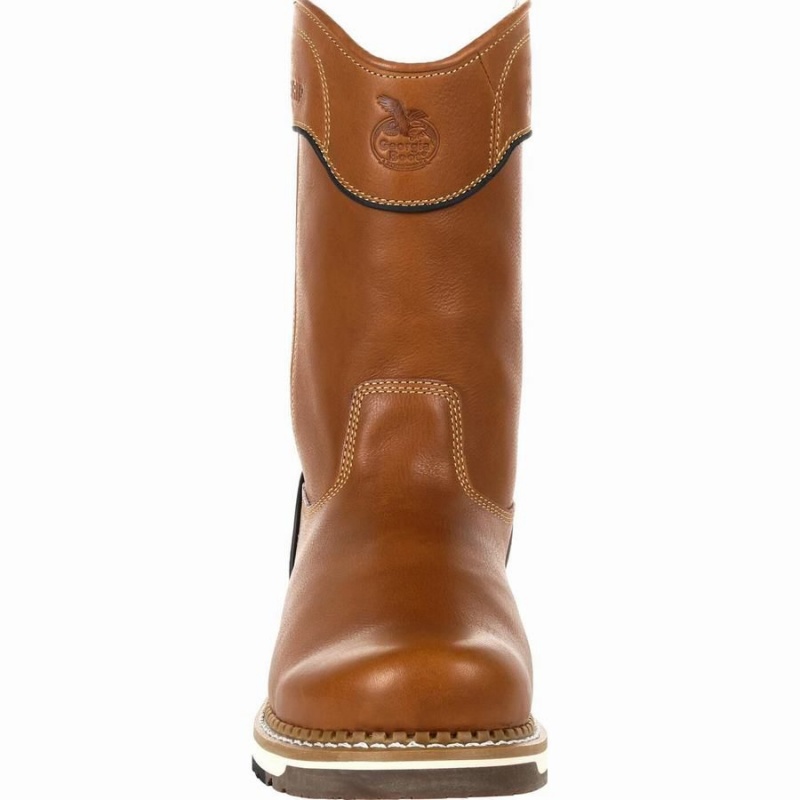 Botte Travail Georgia Boot AMP LT Wedge Pull On Homme Marron | YHOEXSF-52