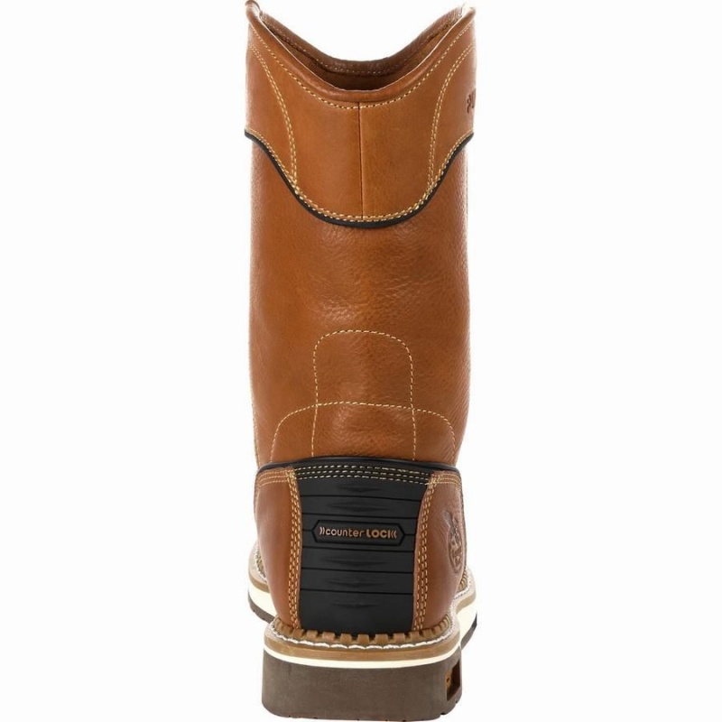Botte Travail Georgia Boot AMP LT Wedge Pull On Homme Marron | YHOEXSF-52
