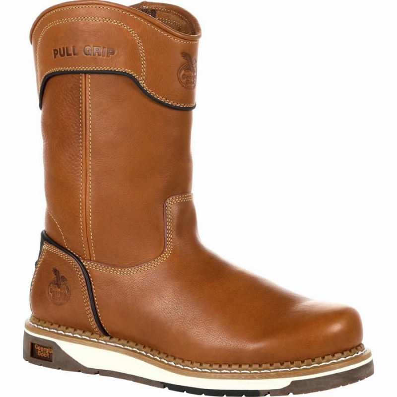 Botte Travail Georgia Boot AMP LT Wedge Pull On Homme Marron | YHOEXSF-52