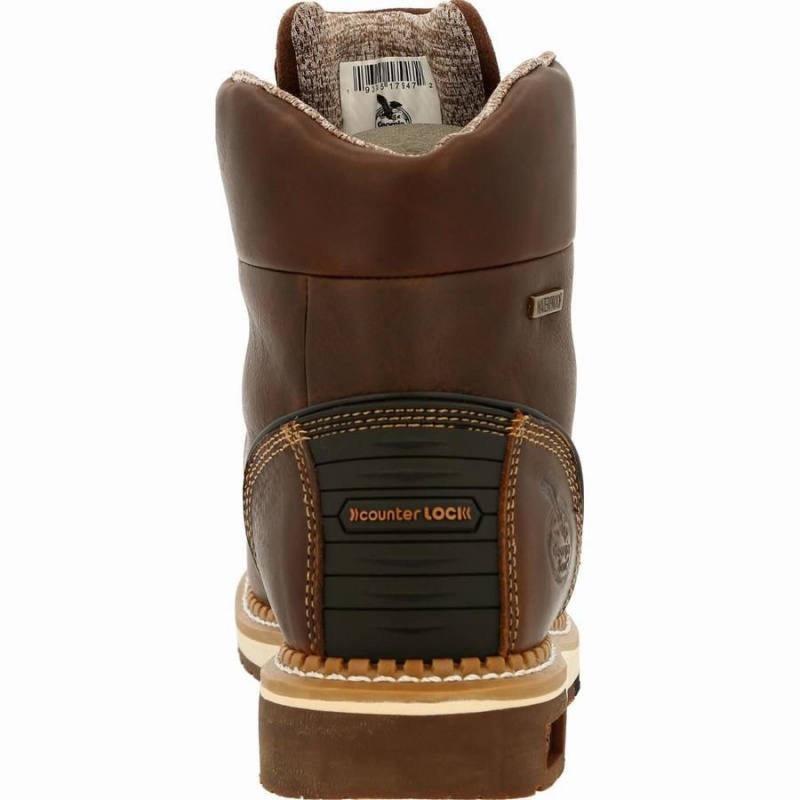 Botte Travail Georgia Boot AMP LT Wedge Imperméables Moc-Embout Homme Marron | PIBJKLF-79