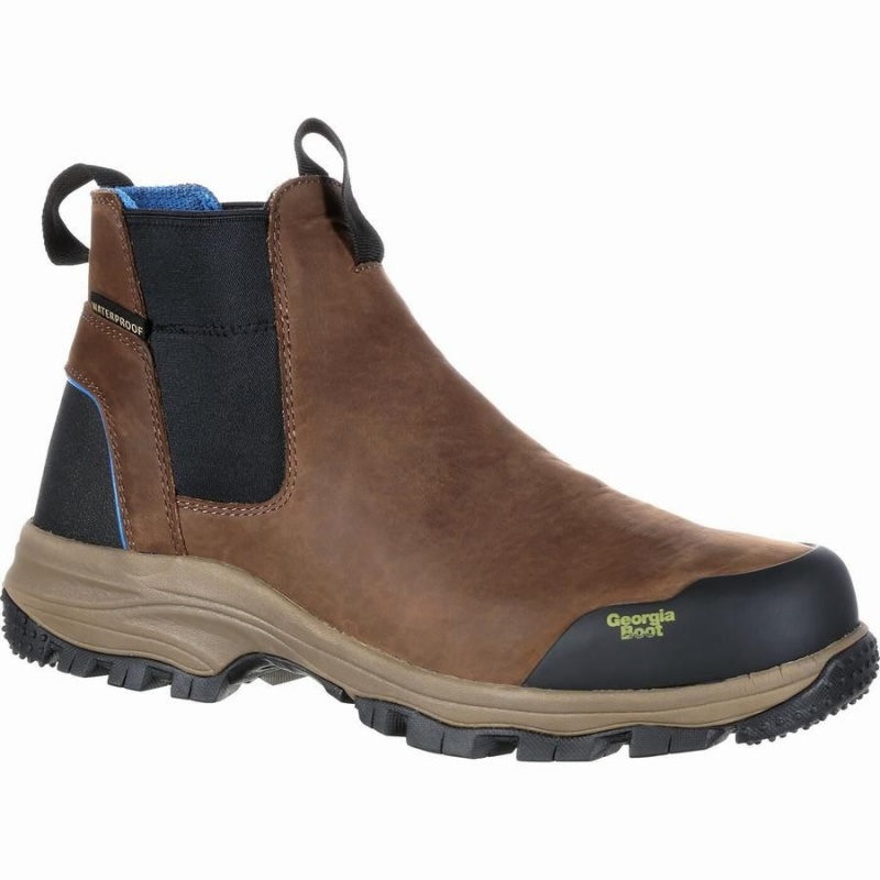Botte Travail Georgia Boot Romeo Chelsea Imperméables Blue Collar Homme Marron | OEWRQBK-95