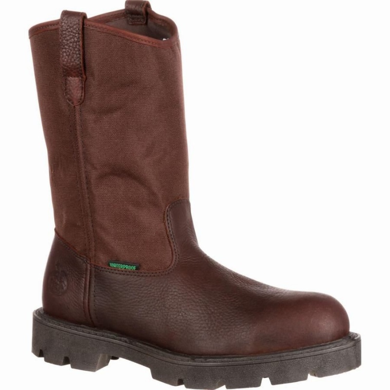 Bottes Caoutchouc Georgia Boot Homeland Steel Embout Imperméables Homme Marron | AYFUMXG-79