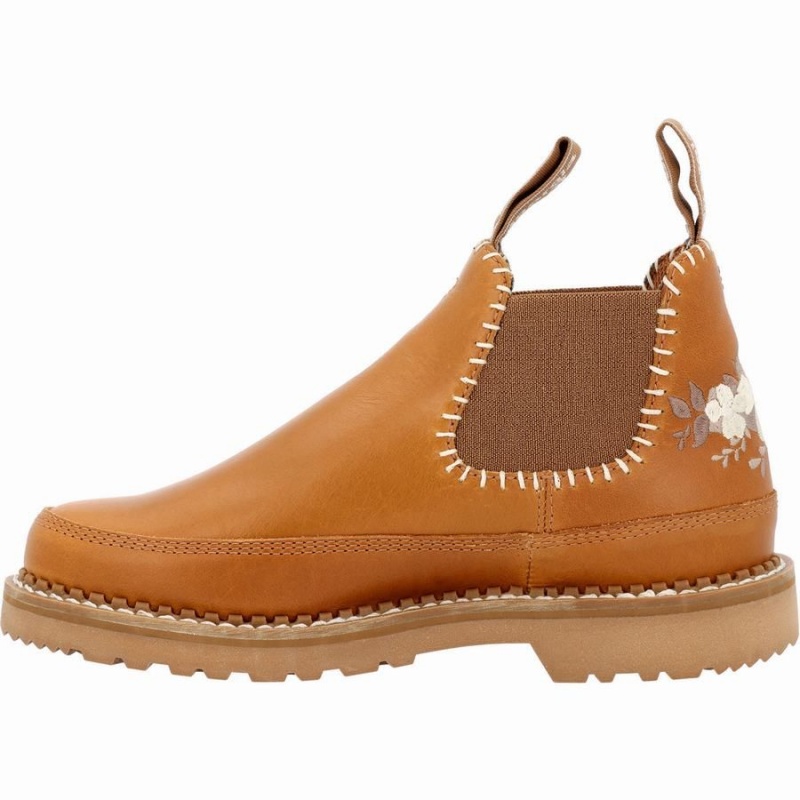 Chaussure Travail Georgia Boot Giant Romeo Floral Embroidered Femme Marron | UIGXZJM-03